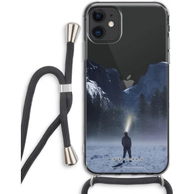 Afbeelding van Case Company® hoesje met Koord geschikt voor iPhone 11 Wanderlust Telefoonhoesje Zwart Extra Bescherming aan alle Kanten en Over de Schermrand