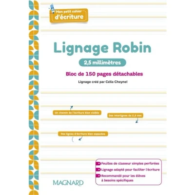Image de Mon petit cahier d’écriture (2024) Bloc feuilles lignage Robin 2,5 mm