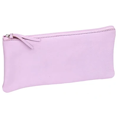 Image de Clairefontaine 410146C Trousse Scolaire Plate Lilas 22x11 cm en Véritable Cuir d&#039;Agneau