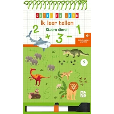 Afbeelding van Blok met spiraal en viltstift: Ik leer tellen Stoere dieren