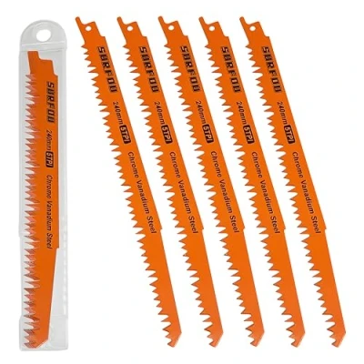 Afbeelding van SURFOU 5 stuks reciprozaagbladen 240 mm 5TPI reciprozaagblad voor hout reciprozaag, groen
