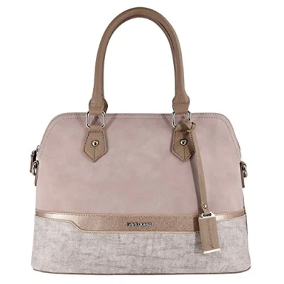 Afbeelding van David Jones Handtas voor dames Bugatti draagtas met strepen van PU leer, meerkleurig, schouderriem, shopper, elegant, satchel, dames, mode, stad, chic, modieus, origineel, Naakt roze, Chique