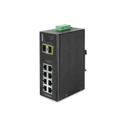Afbeelding van Planet IP30 Industriële 8x 1000TP + 2x 100/1000F SFP Full Managed Ethernet Switch ( 40 tot 75 graden C) (8 Havens), Netwerkschakelaar, Zwart