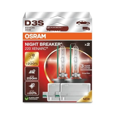 Image de OSRAM XENARC NIGHT BREAKER 220, D3S, +220% de luminosité en plus, lampe phare au xénon, 66340XN2 2HB, boîte pliante (2 lampes)