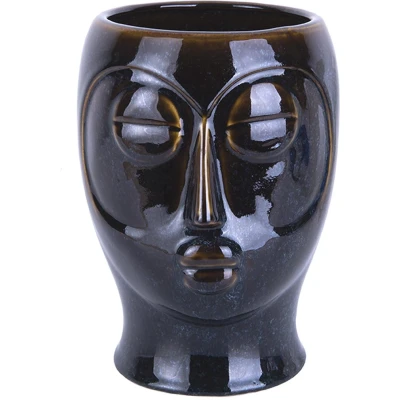 Afbeelding van Present Time Plant Pot Mask Glazed Brown