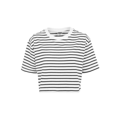 Afbeelding van Urban Classics Striped Oversized Crop top S Wit/Zwart
