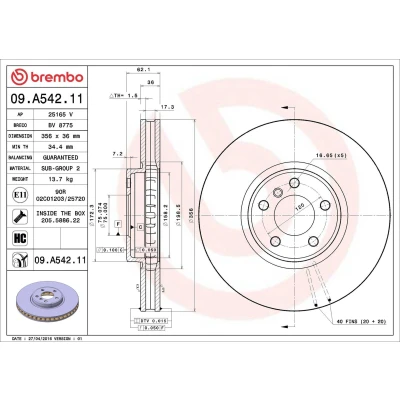 Afbeelding van Brembo Remschijf 09.A542.11