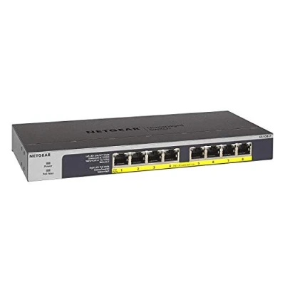 Image de NETGEAR GS108LP Commutateur 8 x 10/100/1000 (PoE+) de bureau, Montable sur rack, fixation murale PoE+ (60 W) Tension CC