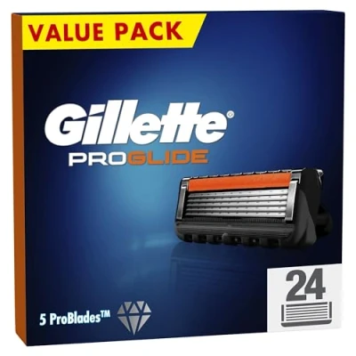 Afbeelding van Gillette ProGlide Scheermesjes voor heren, met precisietrimmer, 5 messen tegen wrijving, 24 stuks