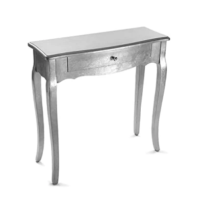 Afbeelding van Versa Cagliari Smalle hal of vestibule Entree meubilair, Console Tafel, met 1 lade, Afmetingen (H x B H) 80 30 cm, Hout, Kleur Zilver