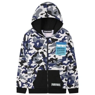 Afbeelding van Fortnite Hoodies voor jongens, trui, tiener, kinderjas, sweatshirt, ritssluiting, warm, gamer, lange mouwen, casual stijl, cadeau gamers, Camouflage, 14 15 jaar