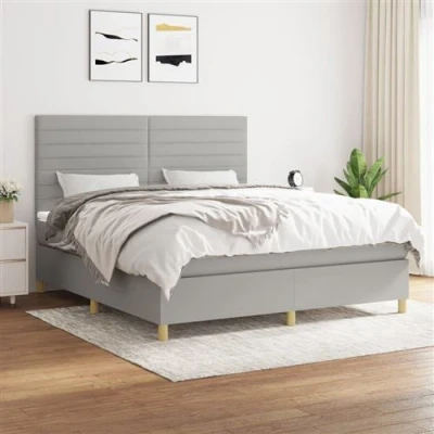 Afbeelding van vidaXL Boxspring met matras stof lichtgrijs 180x200 cm