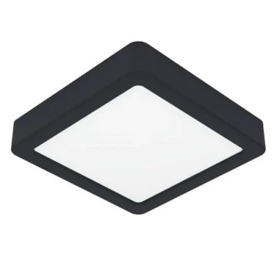 Afbeelding van EGLO Fueva 6 led plafondlamp, vierkante bureauverlichting, opbouwlamp van kunststof, zwart en wit, warm wit koud 15 x cm