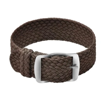 Afbeelding van Ullchro Horlogebandje, van nylon, uniseks, met roestvrijstalen zilveren gesp, bruin, 22mm, Riemen.