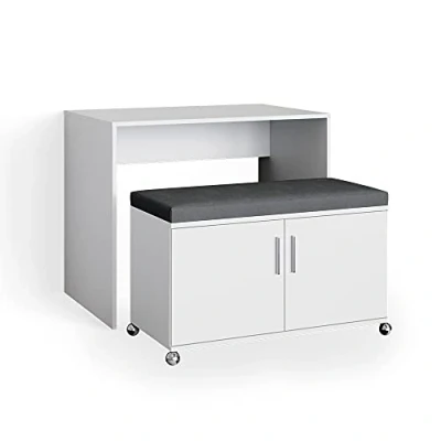 Afbeelding van Vicco Bureautafel Flona, Wit/Antraciet, 93.2 x 60 cm