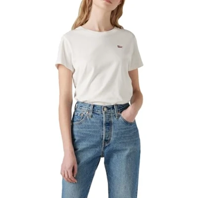 Image de Levi&#039;s The Perfect Tee T shirt pour femme avec logo rayé Chesthit, Blanc Cn 100xx, XXL