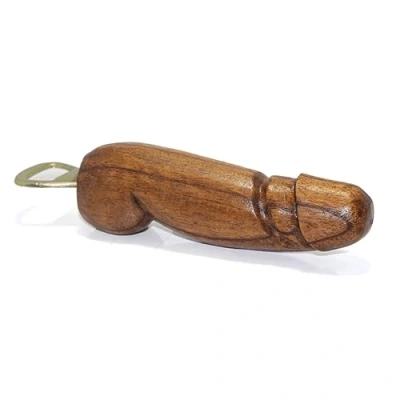 Afbeelding van Hoogwaardige handgemaakte flesopener, grappige feestflesopener, geschenkflesopener, houten flesopener (bruin, 15,2 cm)