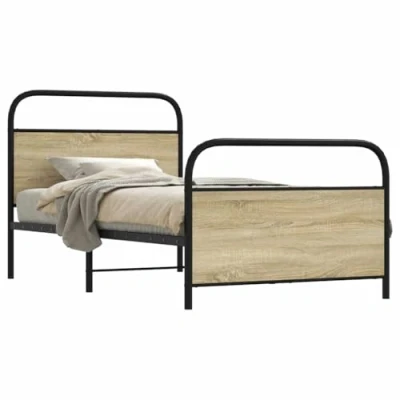 Afbeelding van vidaXL Bedframe zonder matras bewerkt hout sonoma eikenkleur 107x203cm