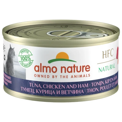 Afbeelding van Almo Nature Hfc Cat Natural Blik 70 g Kattenvoer Tonijn&amp;Kip&amp;Ham