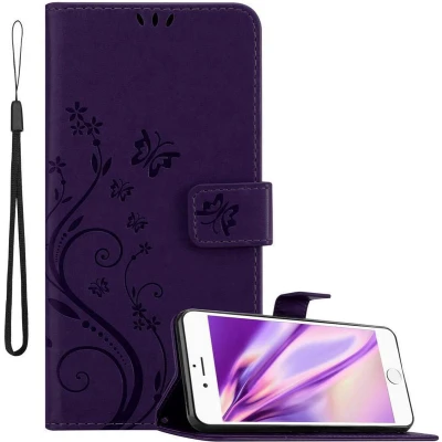 Afbeelding van Cadorabo Hoesje geschikt voor Apple iPhone 6 / 6S in BLOEMEN DONKER PAARS Beschermhoes bloemmotief met magnetische sluiting, standfunctie en kaartsleuven Book Case Cover Etui