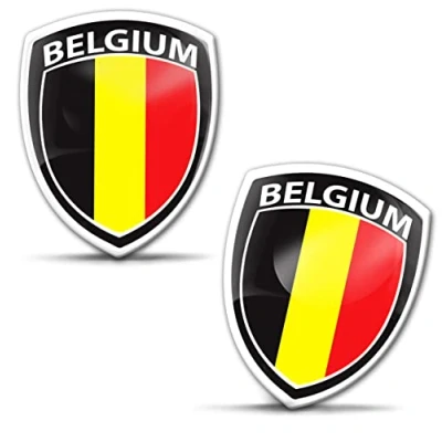Afbeelding van Biomar Labs Set van 2 3D siliconen gel stickers voor auto, motorfiets, fiets, raam, pc, tablet, laptop, Belgische vlag, federale F 218