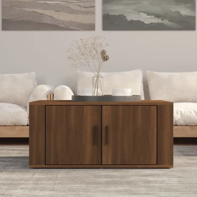 Afbeelding van Salontafel 80x50x36 cm bewerkt hout bruin eikenkleur