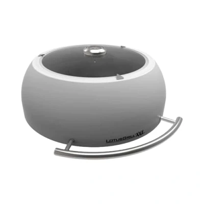 Afbeelding van LotusGrill Barbecuedeksel van roestvrij staal voor XXL barbecue, speciale uitrusting: thermometer, transparant glas