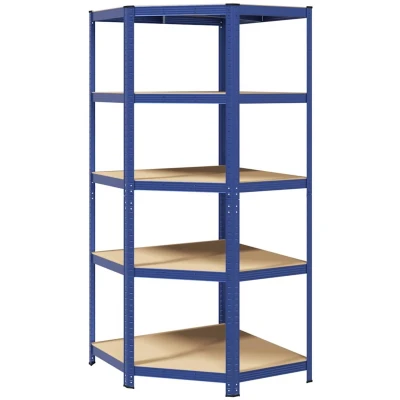 Afbeelding van vidaXL Hoekrek 5 laags staal en bewerkt hout blauw