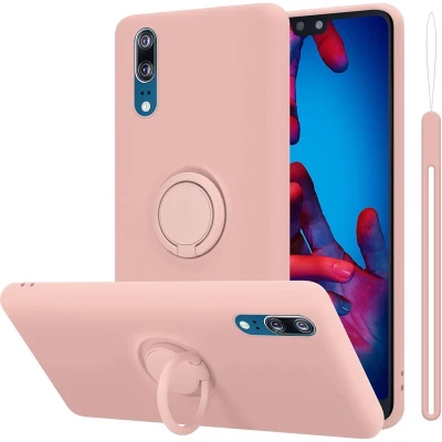 Afbeelding van Cadorabo Hoesje geschikt voor Huawei P20 in LIQUID ROZE Beschermhoes van flexibel TPU silicone Case Cover met ring