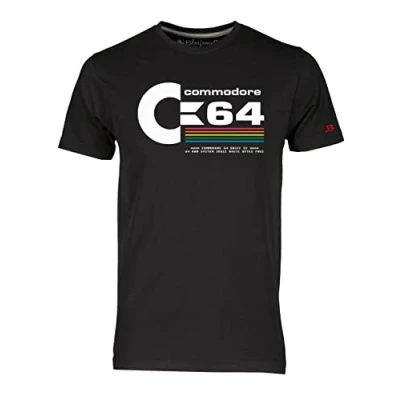 Afbeelding van Blasfemus Heren T Shirt Commodore 64 C64 jaar 80 Vintage Nerd, zwart.