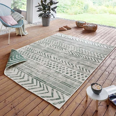 Afbeelding van Dubbelzijdige Loper Biri Crème 80x150cm Groen Bohemian Vloerkleed 123vloerkleed.nl is de online webshop voor vloerkleden en woonaccessoires.
