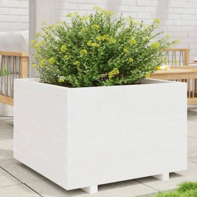 Afbeelding van Plantenbak 70x70x49,5 cm massief grenenhout wit