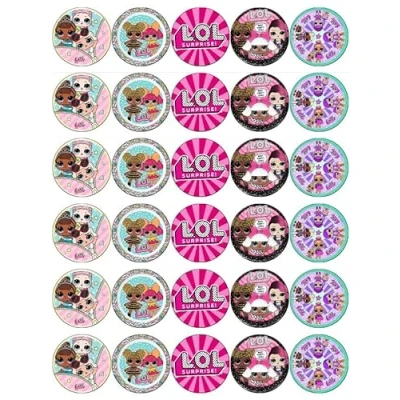 Afbeelding van 30 stuks eetbare papieren decoraties voor cupcakes en verjaardagstaarten, LOL Surprise poppen