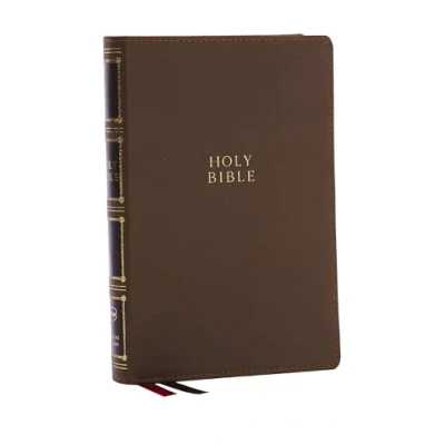 Afbeelding van NKJV, Compact Center Column Reference Bible, Brown Leathersoft, Red Letter, Comfort Print (Thumb Indexed)