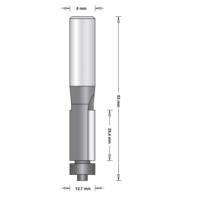 Afbeelding van Hitachi 8 mm kantenfrees met onderlager 12.7 x 63mm