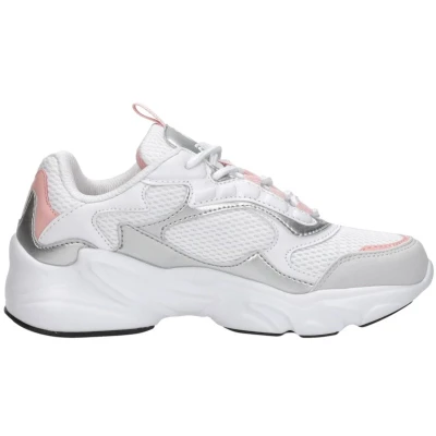 Afbeelding van Fila Collene Unisex Sneakers laag voor kinderen, Maat: 36, White/silver/pink Imitatieleer/ textiel