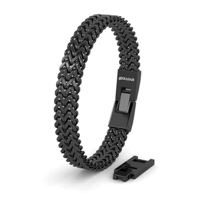 Afbeelding van SERASAR Premium armband van roestvrij staal voor heren [Franco] 316L chirurgisch waterbestendig veilige sluiting drie kleuren sieradendoosje inbegrepen, rvs, Geen edelsteen
