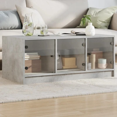 Afbeelding van Salontafel met glazen deuren 102x50x42 cm betongrijs