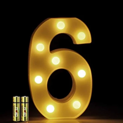 Afbeelding van HONPHIER® Led cijferverlichting, 3D, alfabetlamp, letterlamp, verlichte letters, nachtverlichting, decoratie voor verjaardagsfeest, 6