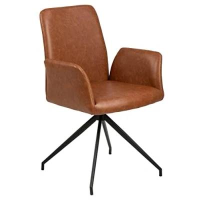 Afbeelding van Eetkamerstoel Naga Met Armleuning leather look Bruin Giga Living