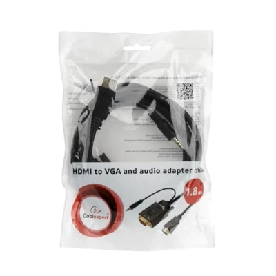 Image de Gembird a hdmi vga 03 10 + 3.5mm noir adaptateur et connecteur de câbles