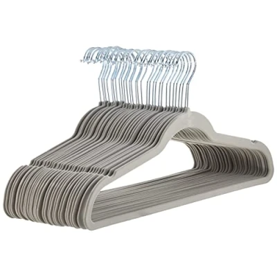 Afbeelding van Amazon Basics 30 stuks smalle en antislip kleerhangers voor overhemden, kostuums, grijs