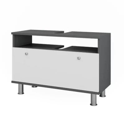 Afbeelding van Vicco FynnWastafelonderbouw 80.2 x 54 cm met lade Antraciet/wit hoogglans