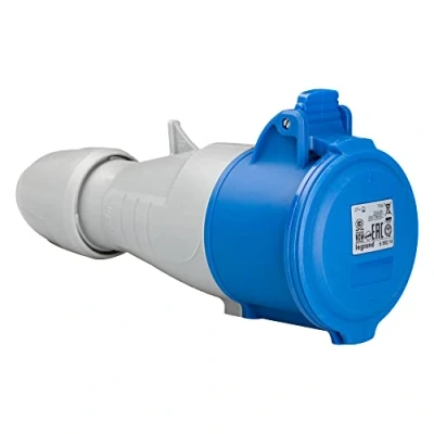 Afbeelding van Legrand, CEE koppeling, 32 A, blauw, 3 polig (2P + PE), 6 uur (230 V/16 A), beschermingsklasse IP44, IK09, 090106