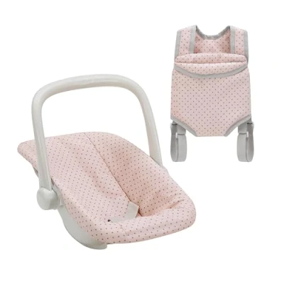Afbeelding van Olivia&#039;s Little World Polka Dot Princess Poppenhouder en autostoel voor baby&#039;s, roze/grijs