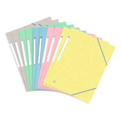 Afbeelding van OXFORD Topfile+ Kartonnen mapjes met elastiek, 3 flapjes, A4, 5 pastelkleuren, 10 stuks