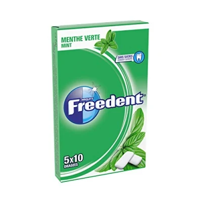 Afbeelding van FREEDENT 5 x 10 kauwgom zonder suiker, groene munt, 70 g
