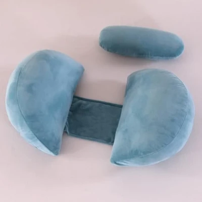 Afbeelding van SHANNA Verstelbaar zwangerschapskussen, comfortabel kussen voor volwassenen, lichaamsondersteuningskussen, borstvoedingskussen, afneembaar en wasbaar, blauw