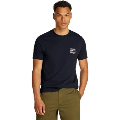 Afbeelding van Tommy Hilfiger Stack Tshirt print, Heren, Maat: Small, Desert sky