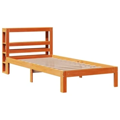 Afbeelding van Bedframe met hoofdbord massief grenenhout wasbruin 90x190 cm
